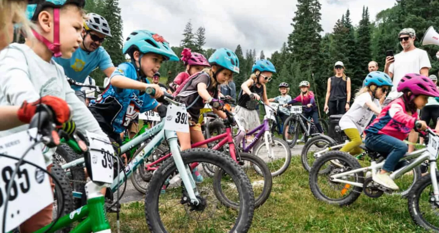 children riding bikes
