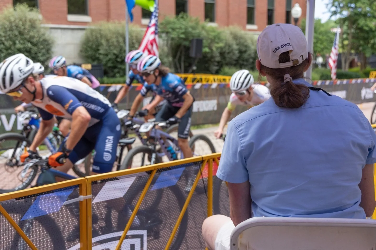 USA Cycling official officiating a bicycle race
